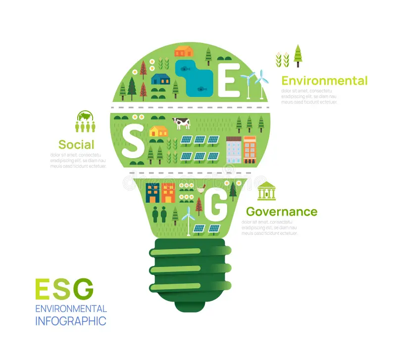 infographic esg environment social governance business investment analysis socially responsible strategies template vector 315866111